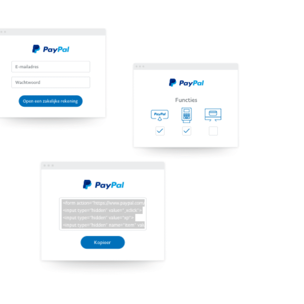Maak eerst een PayPal verkoopaccount aan, koppel de API later met Buckaroo.