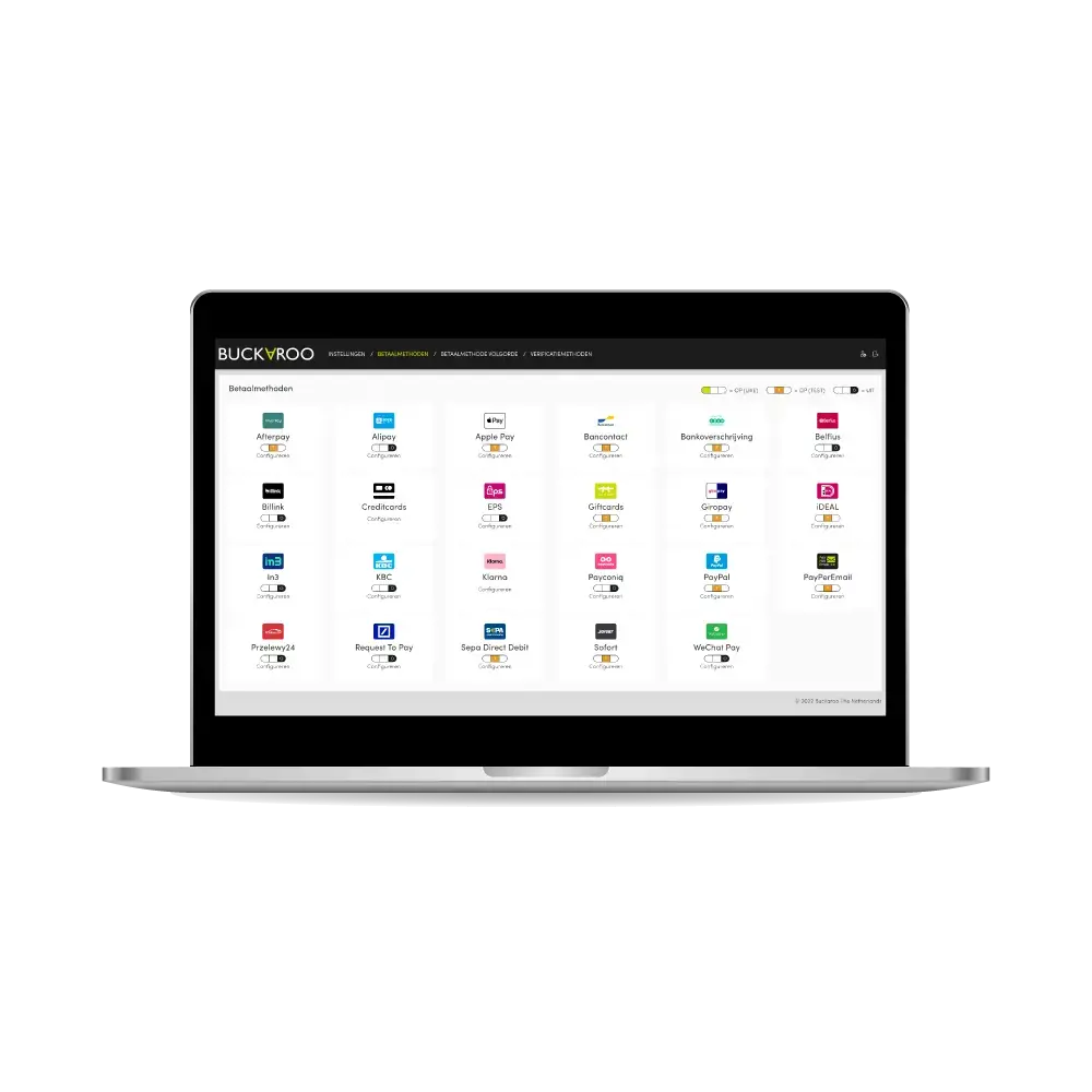Buckaroo payment app in Lightspeed webshop op laptop